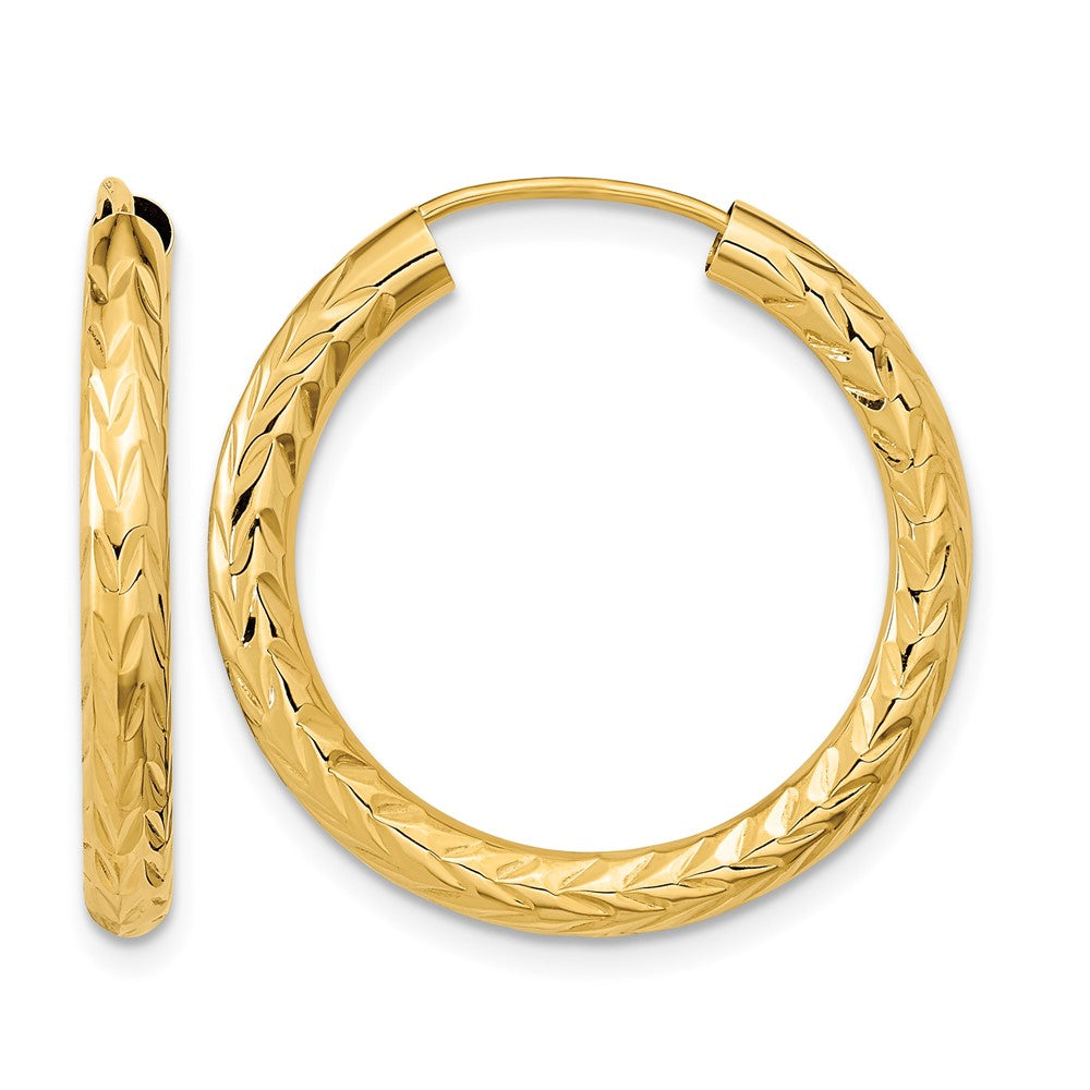 10k Polished & D/C Endless Hoop Earrings