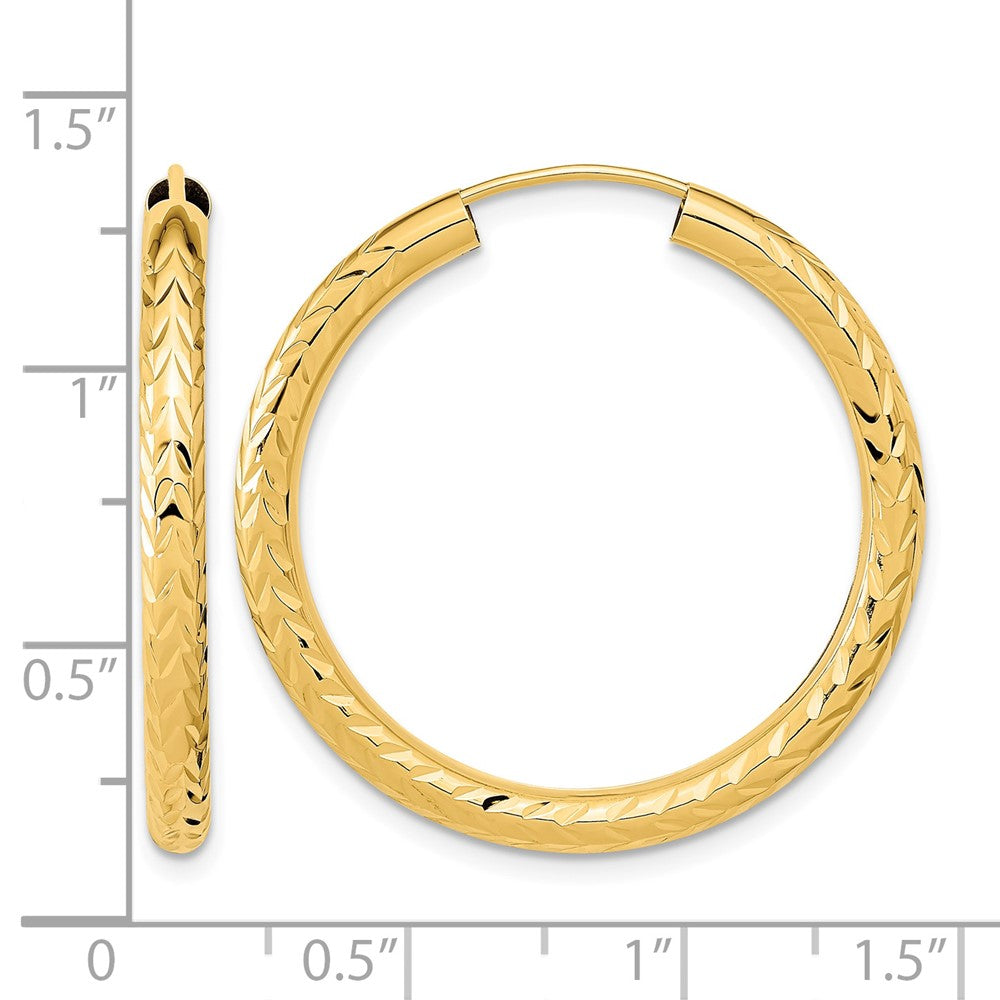 10k Polished & D/C Endless Hoop Earrings