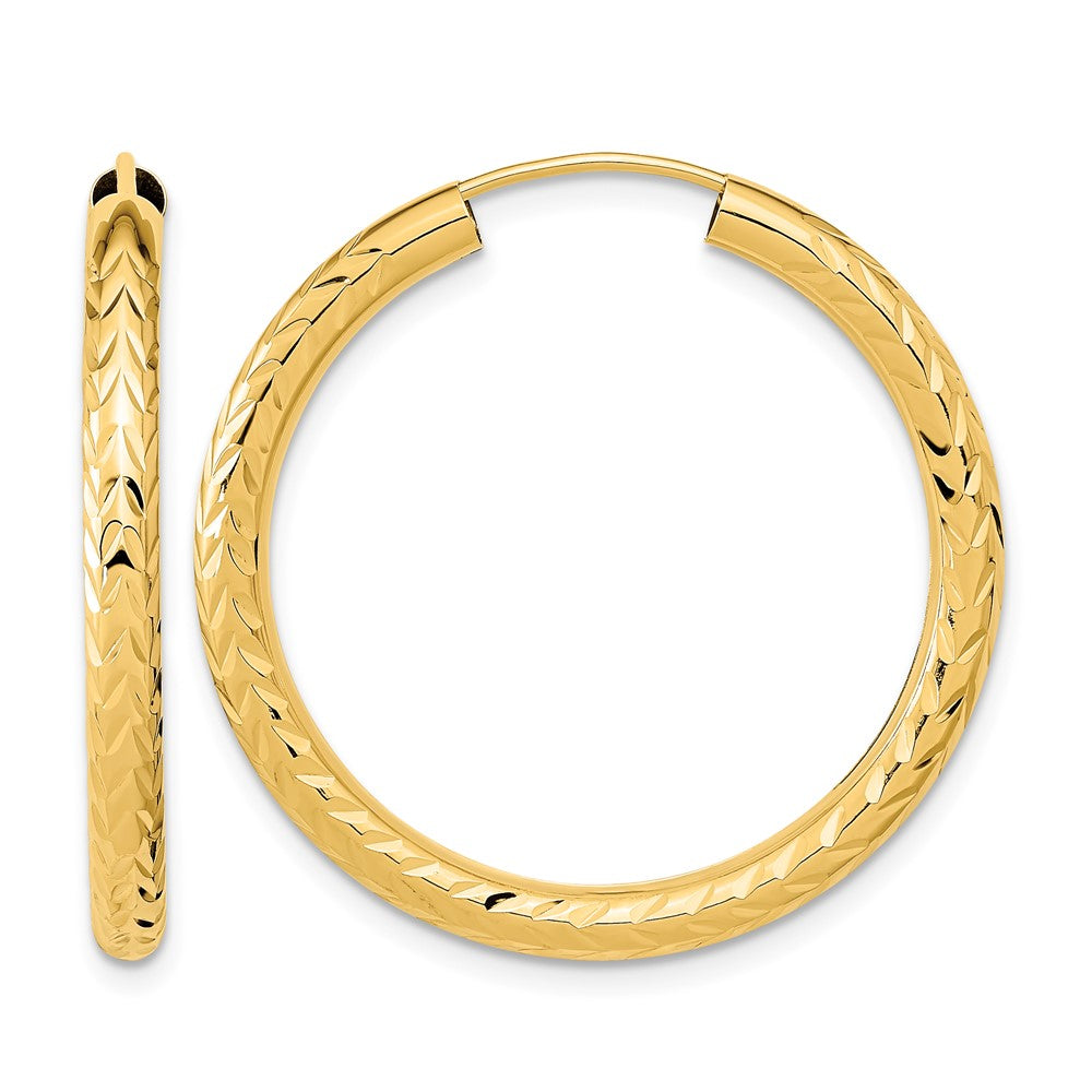 10k Polished & D/C Endless Hoop Earrings