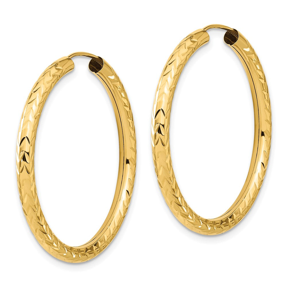 10k Polished & D/C Endless Hoop Earrings