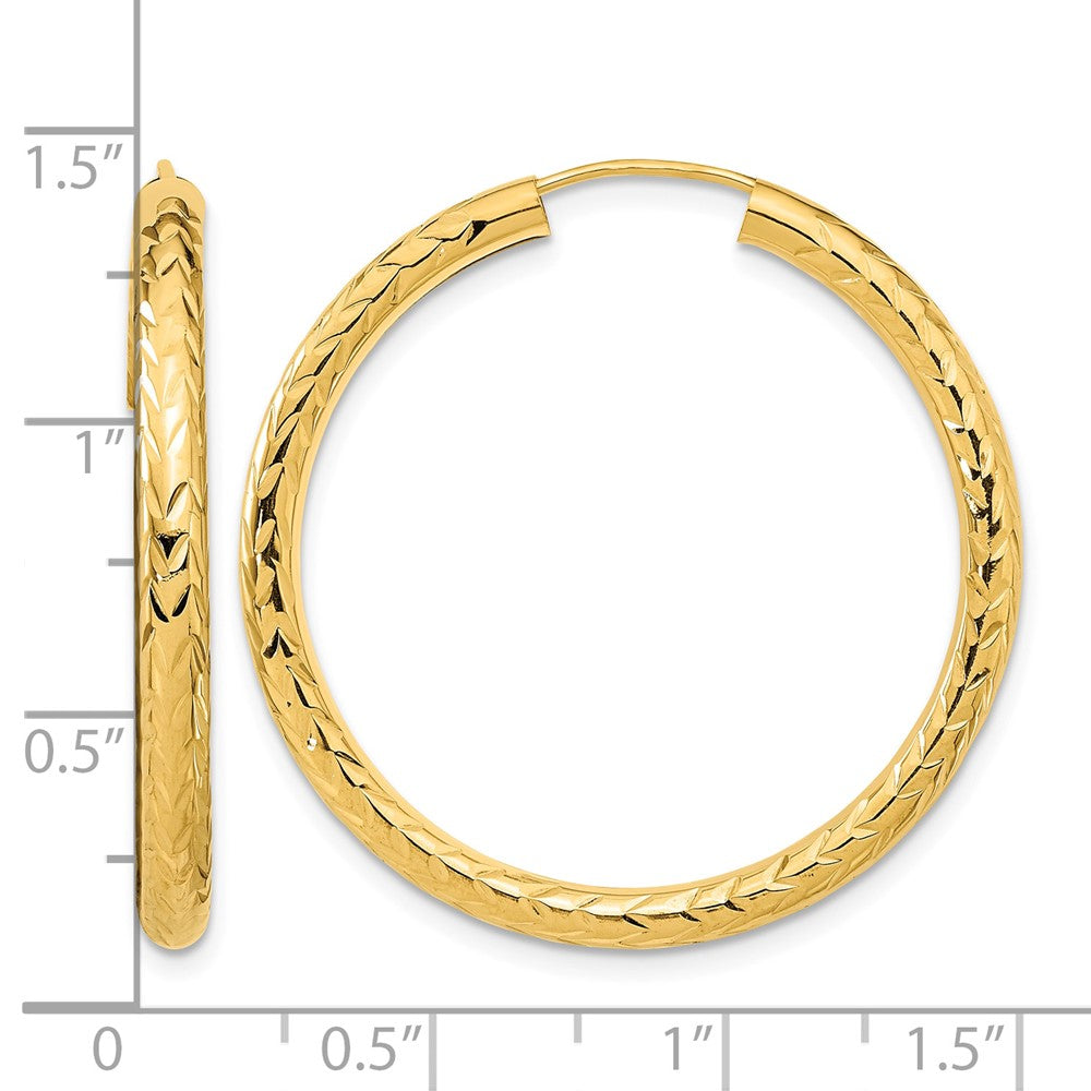 10k Polished & D/C Endless Hoop Earrings