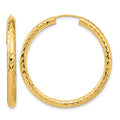 10k Polished & D/C Endless Hoop Earrings