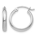 10k White Gold Round Tube Hoop Earrings