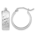 10k White Gold Diamond-cut Hoop Earrings