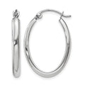 10k White Gold Polished 2.75mm Oval Tube Hoop Earrings