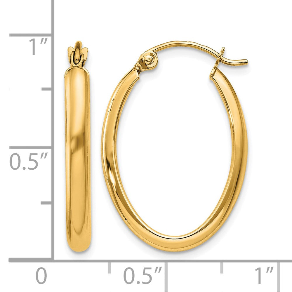 10k Polished 2.75mm Oval Tube Hoop Earrings