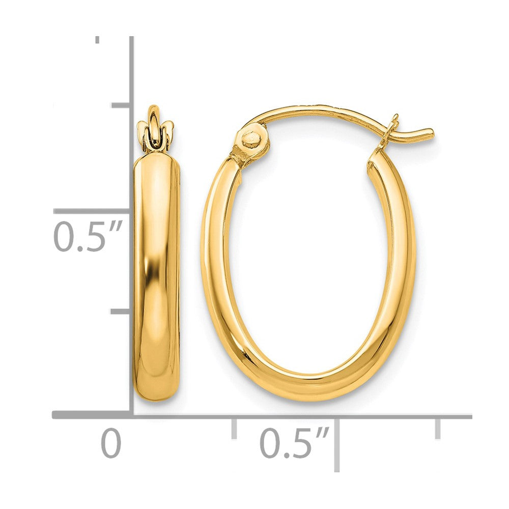 10k Polished 2.75mm Oval Tube Hoop Earrings