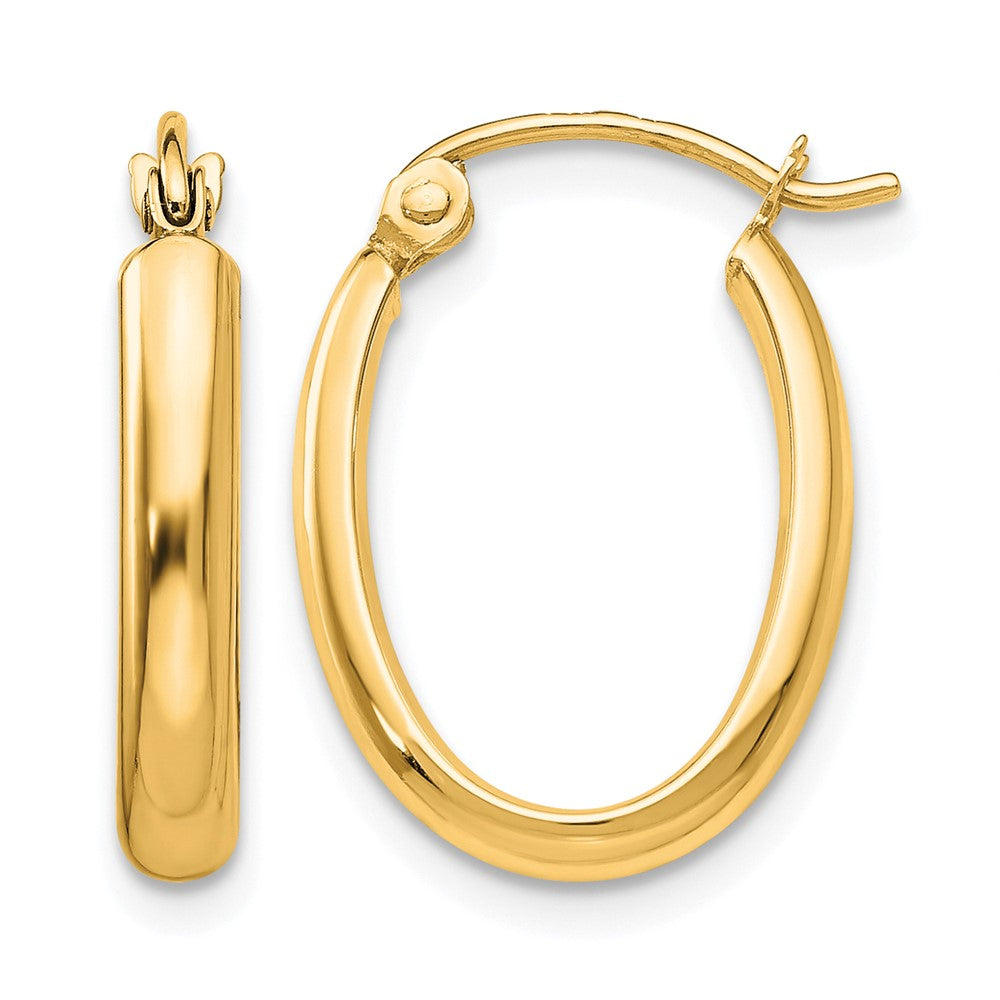 10k Polished 2.75mm Oval Tube Hoop Earrings