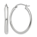10k White Gold Polished 3.75mm Oval Tube Hoop Earrings