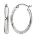 10k White Gold Polished 3.75mm Oval Tube Hoop Earrings