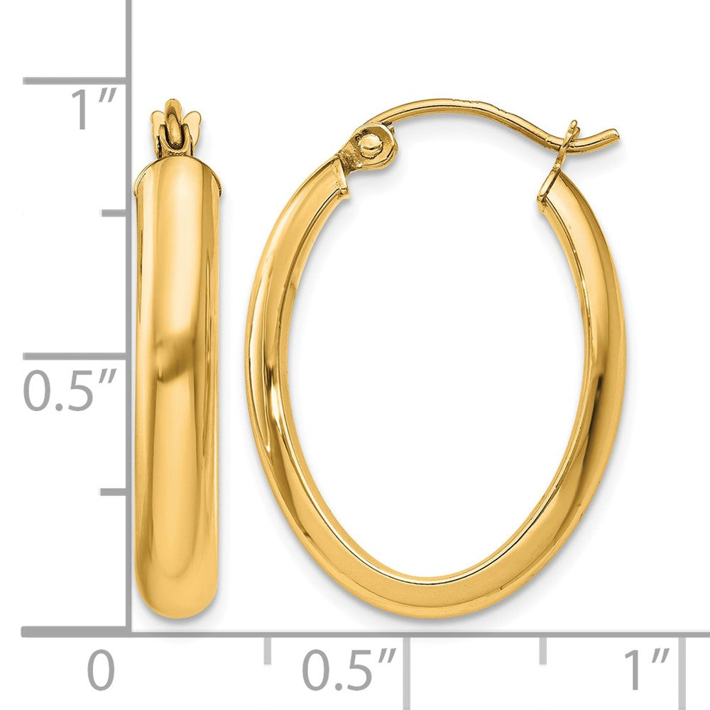 10k Polished 3.75mm Oval Tube Hoop Earrings