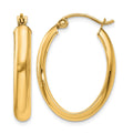 10k Polished 3.75mm Oval Tube Hoop Earrings