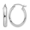 10k White Gold Polished 3.75mm Oval Tube Hoop Earrings