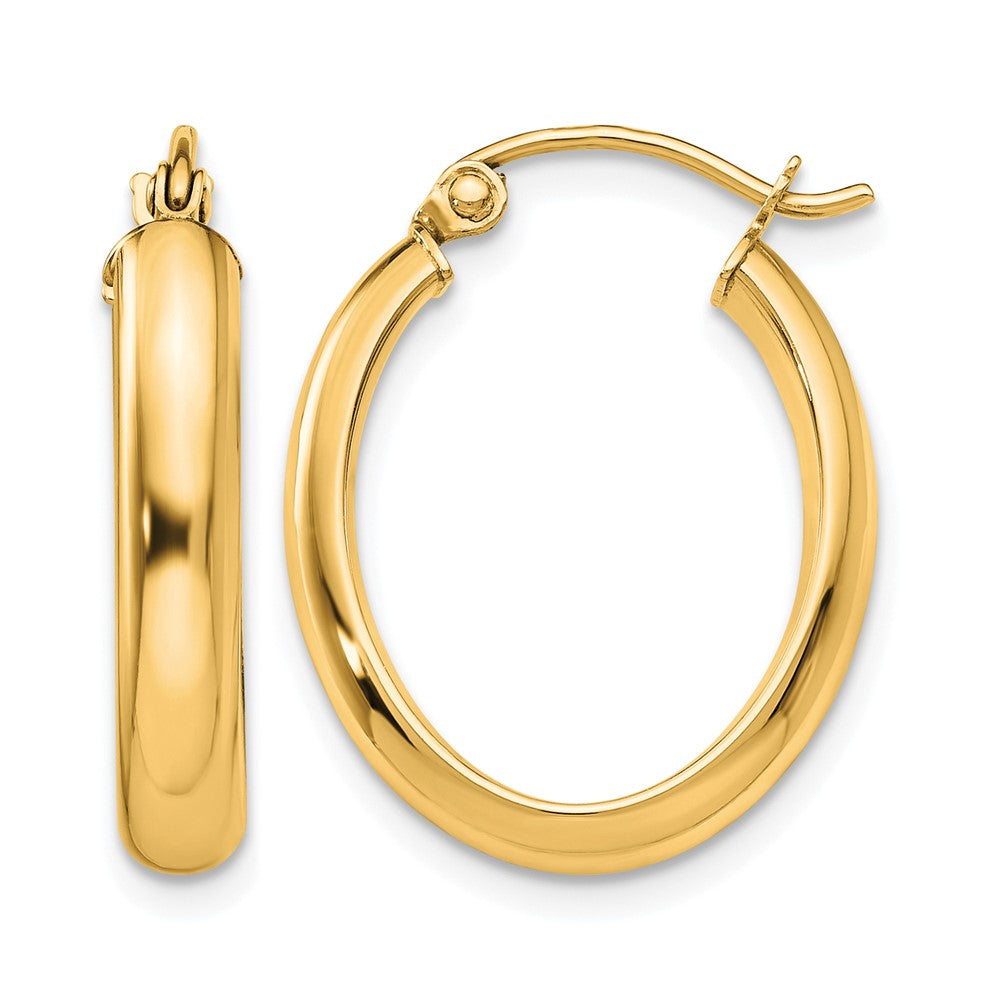 10k Polished 3.75mm Oval Tube Hoop Earrings
