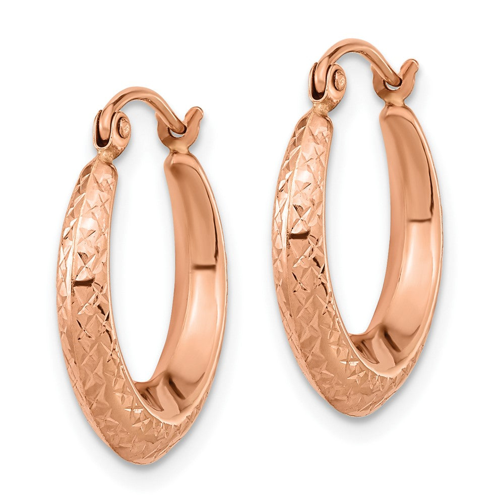 10K Rose Gold D/C Hollow Hoop Earrings