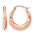 10K Rose Gold D/C Hollow Hoop Earrings