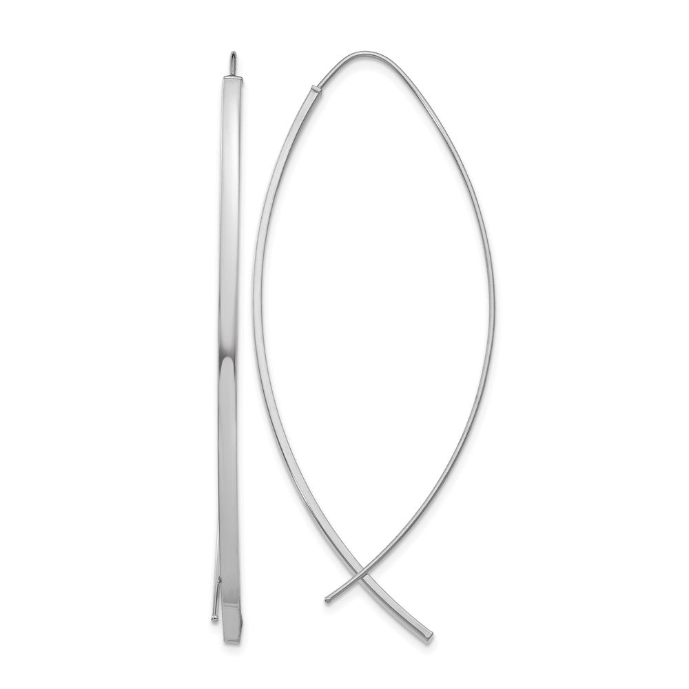 10k 1.75mm Square Tube White Gold Wire Threader Earrings