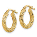 10k 3x16 Diamond-cut Round Hoop Earrings