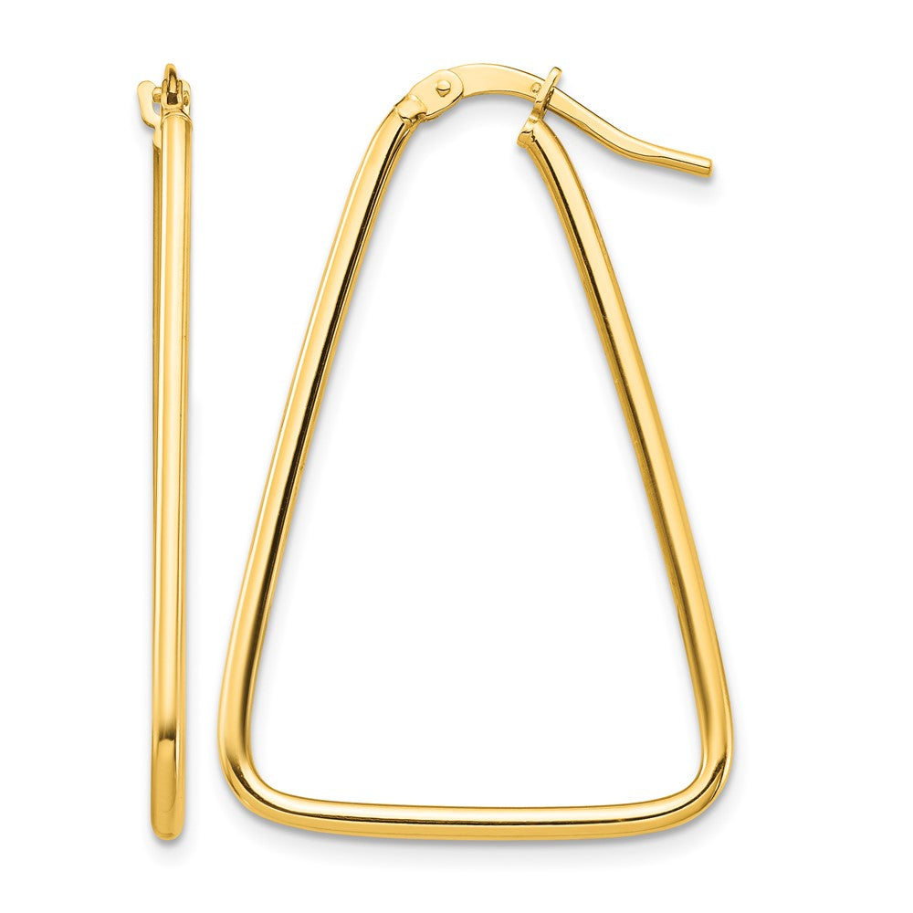 10k 1.5mm Polished Triangle Dangle Hoop Earrings