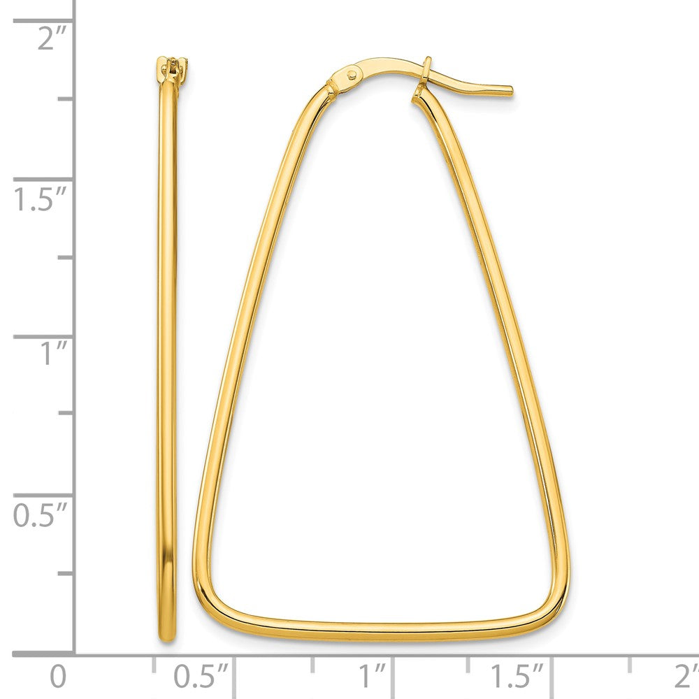 10k 1.5mm Polished Large Triangle Dangle Hoop Earrings