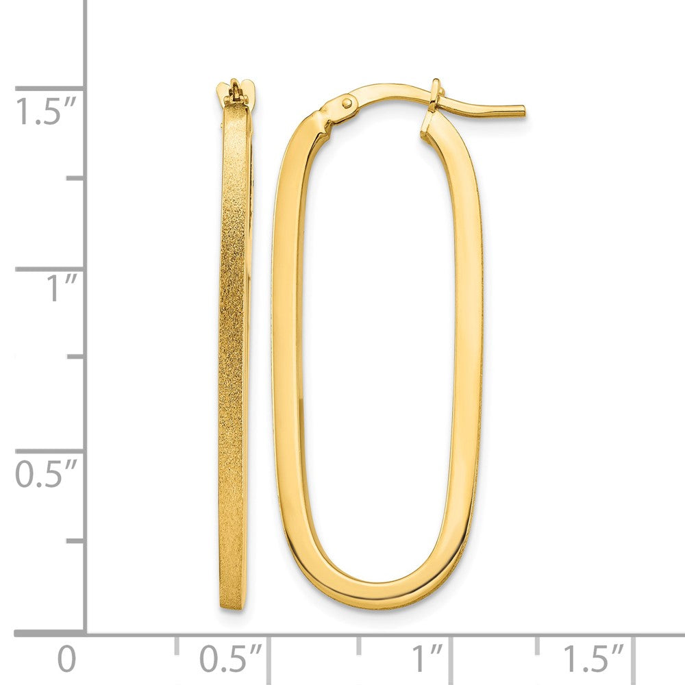 10k Polished & Satin 2mm Oval Hoop Earrings