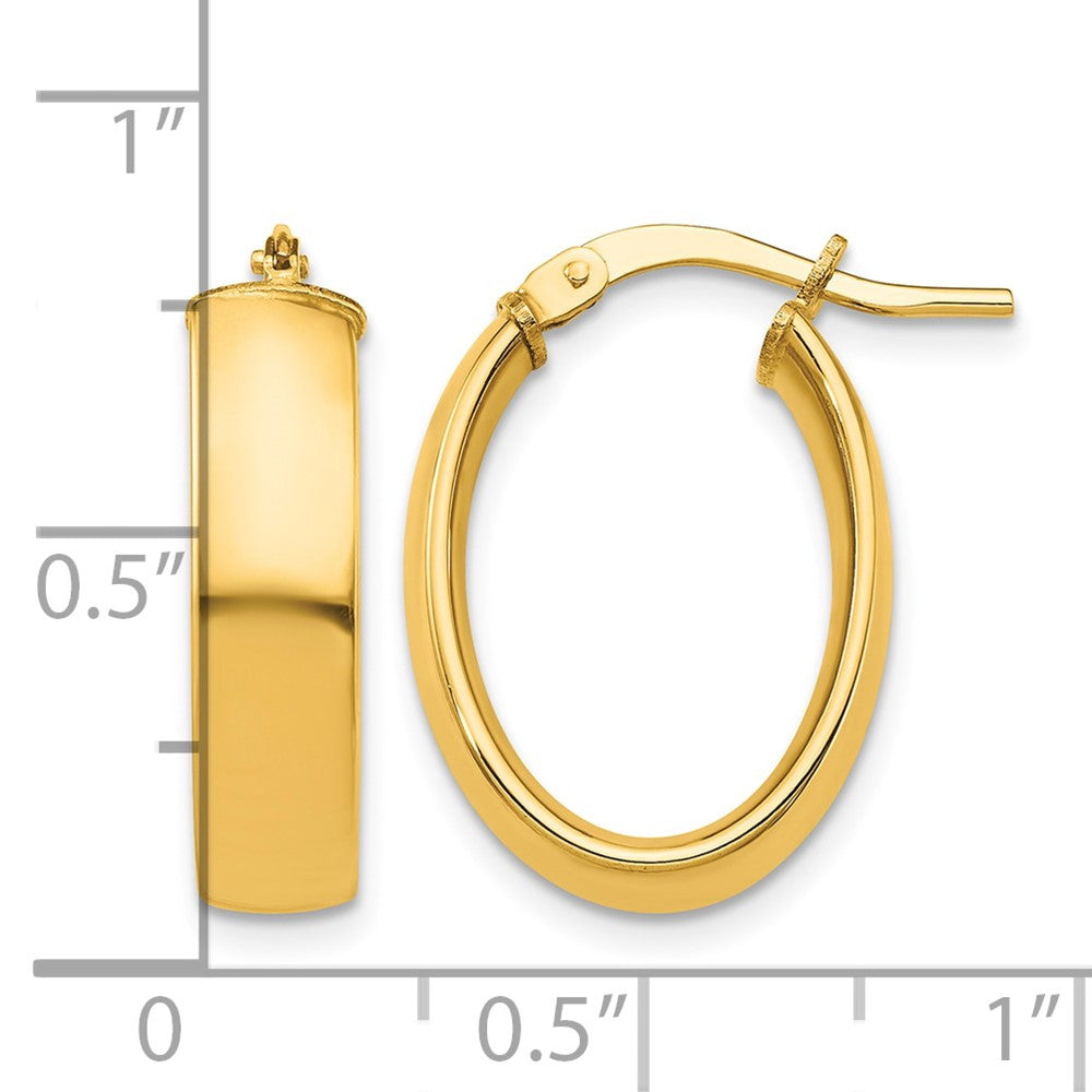 10k High Polished 5mm Oval Hoop Earrings