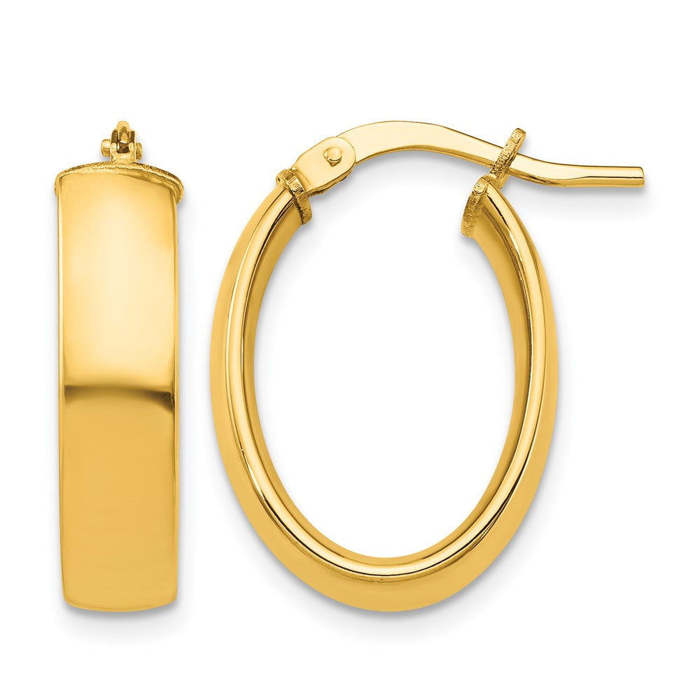 10k High Polished 5mm Oval Hoop Earrings