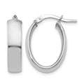10k White Gold High Polished 5mm Oval Hoop Earrings