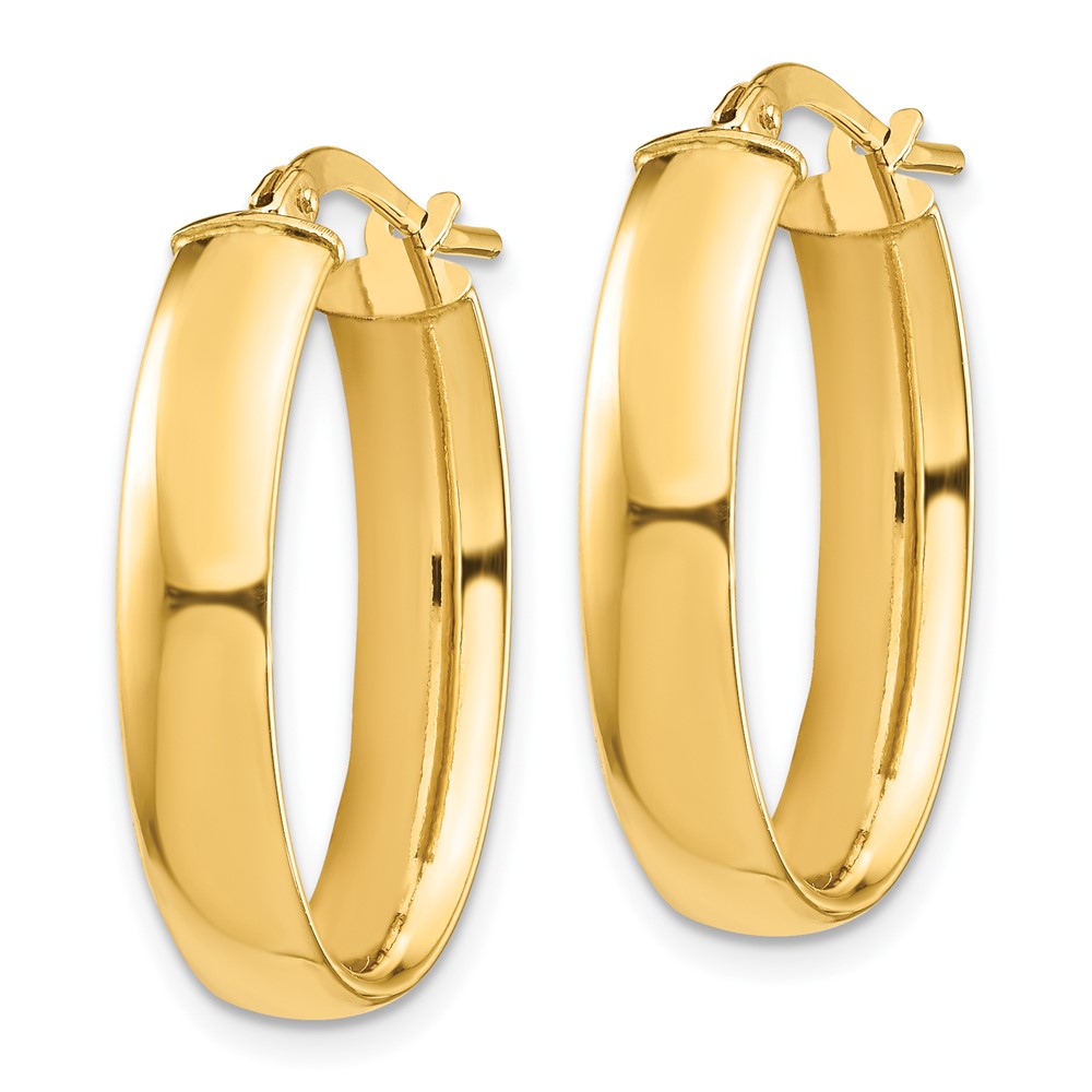 10k High Polished 5mm Oval Hoop Earrings