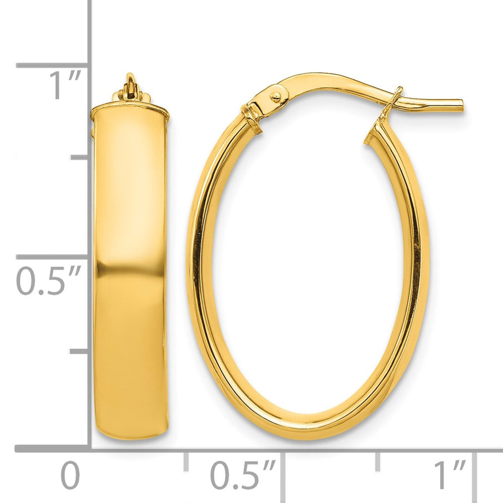 10k High Polished 5mm Oval Hoop Earrings