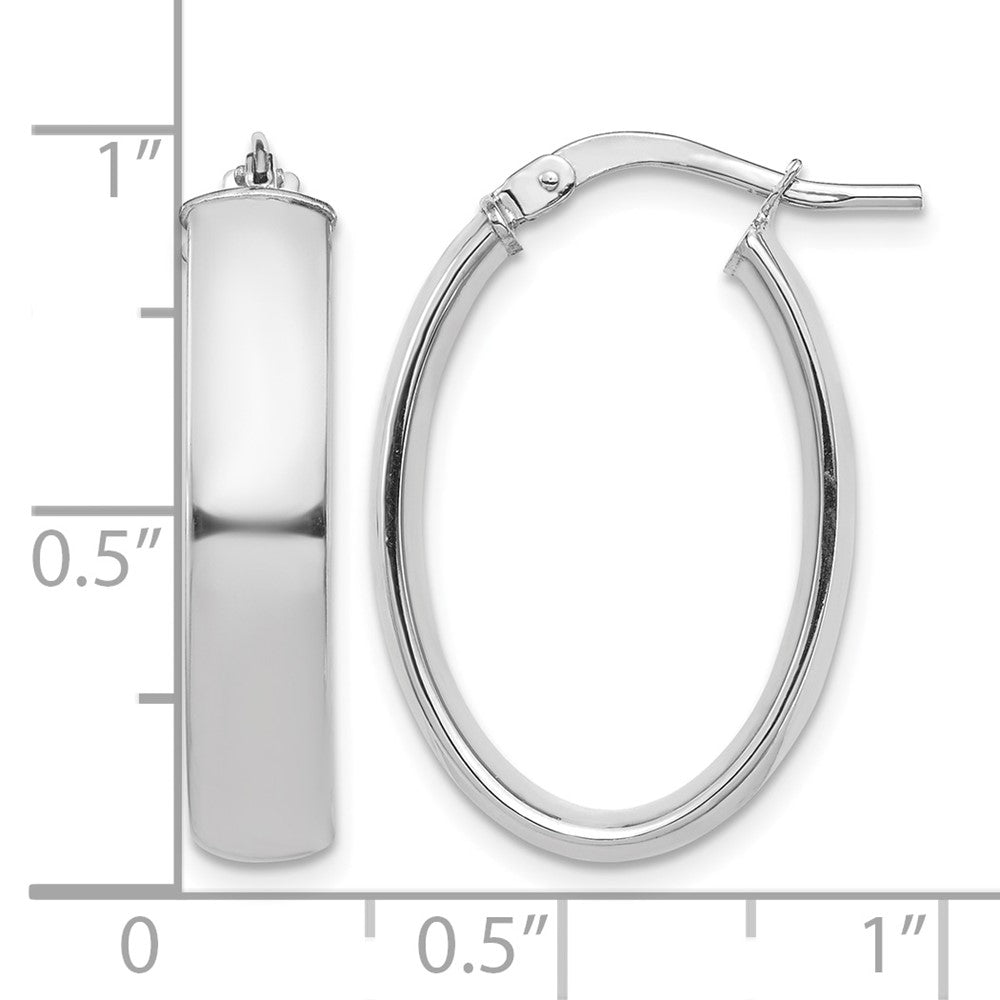 10k White Gold High Polished 5mm Oval Hoop Earrings