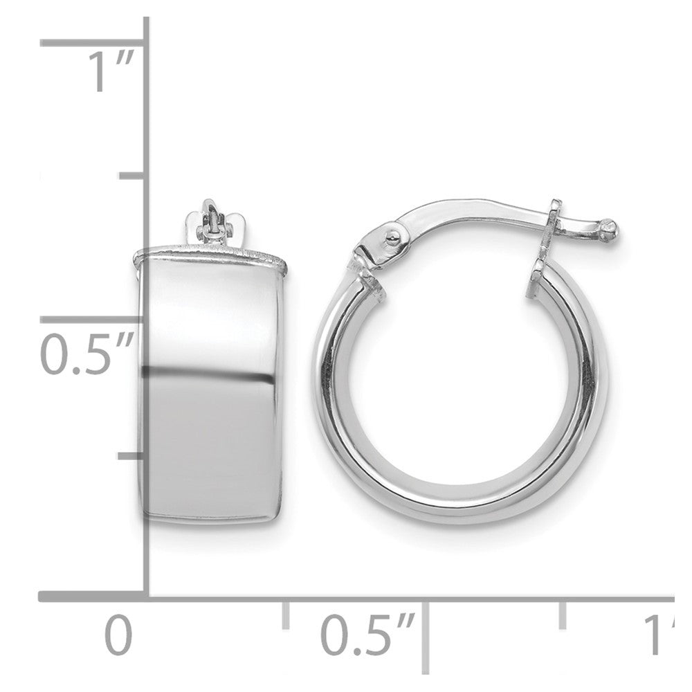 10k White Gold High Polished 7mm Hoop Earrings