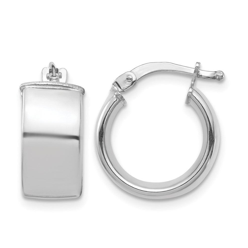 10k White Gold High Polished 7mm Hoop Earrings