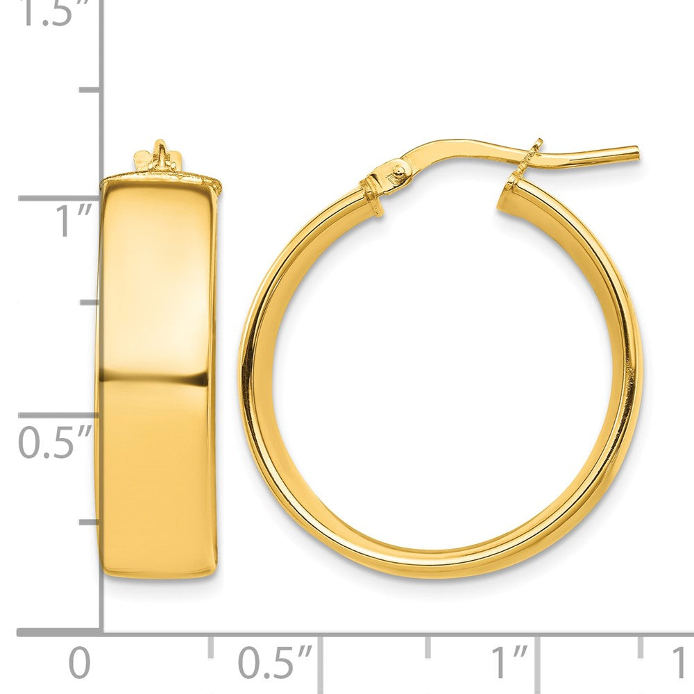 10k High Polished 7mm Hoop Earrings