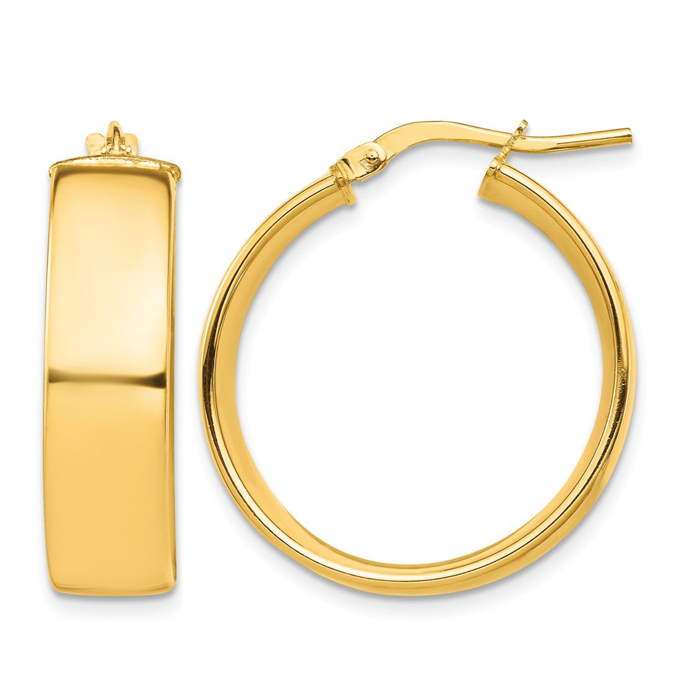 10k High Polished 7mm Hoop Earrings