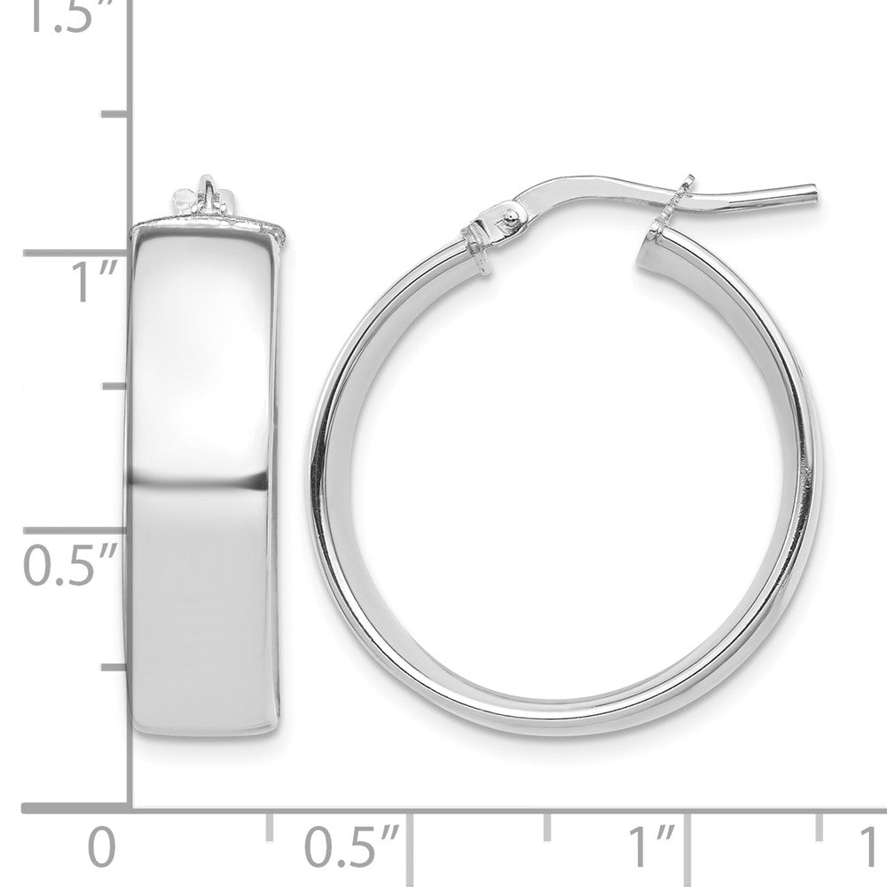 10k White Gold High Polished 7mm Hoop Earrings