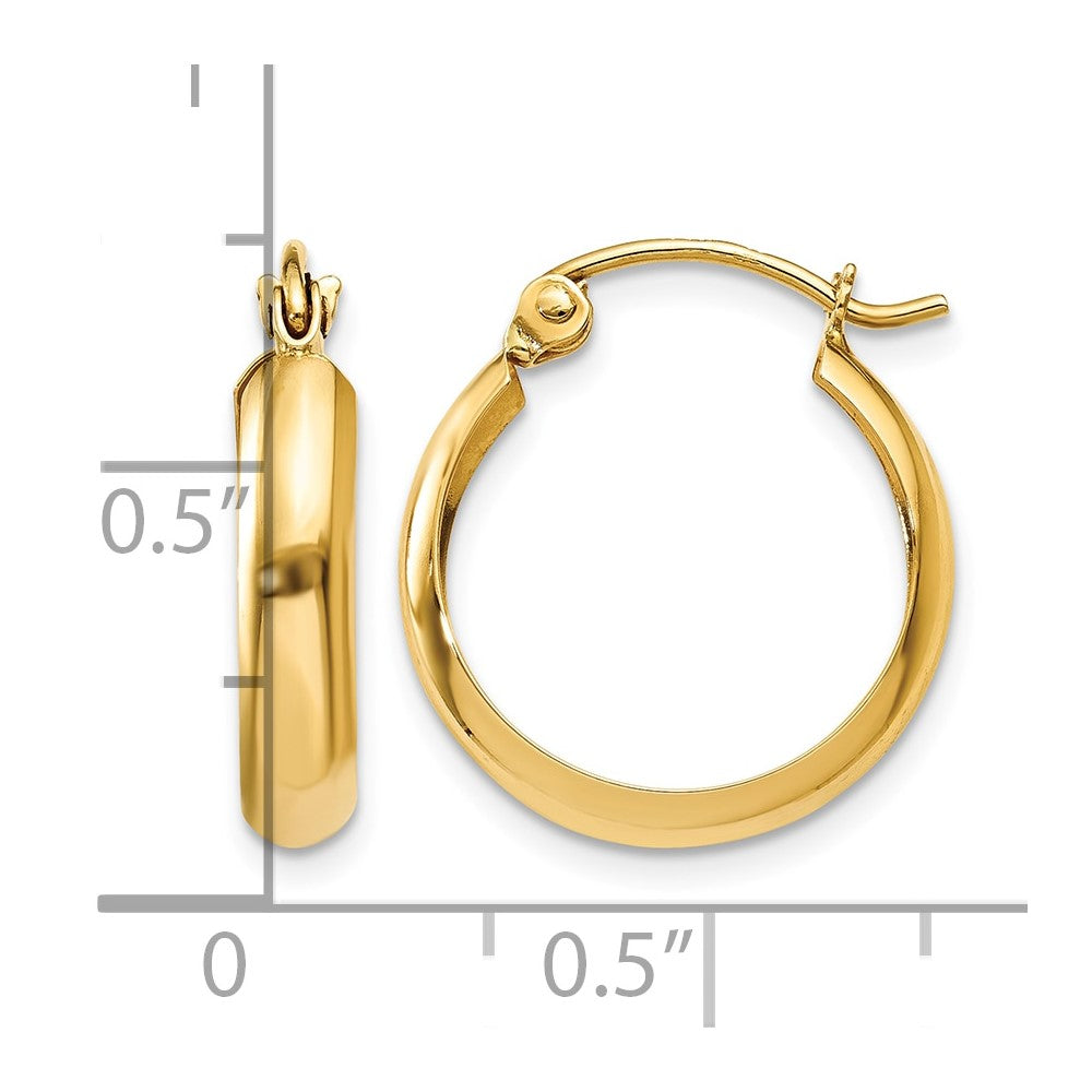 10k Polished 3.5mm Hoop Earrings
