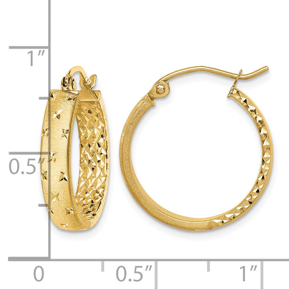 10k Polished Diamond-cut In/Out Hoop Earrings