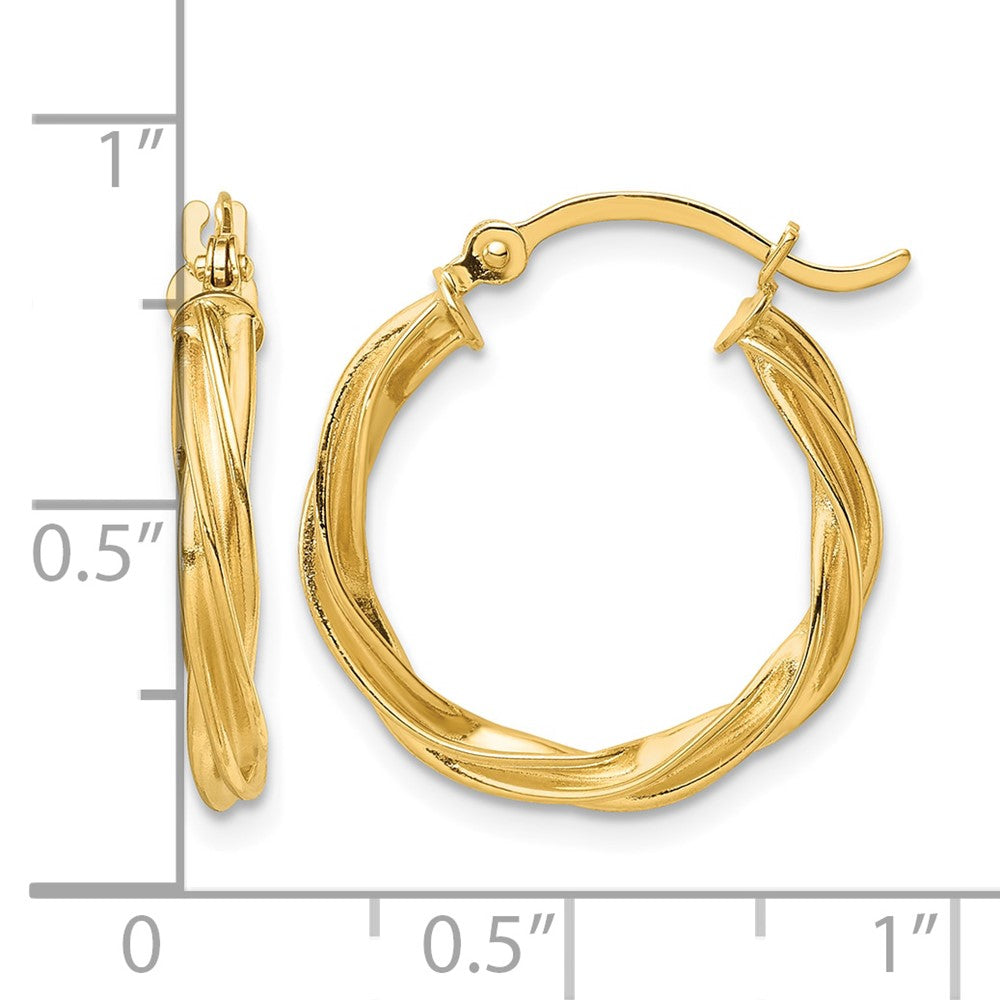 10k Polished Twisted 2.5mm Hoop Earrings