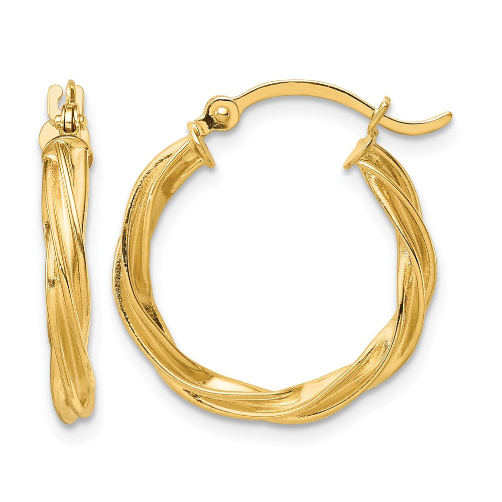 10k Polished Twisted 2.5mm Hoop Earrings