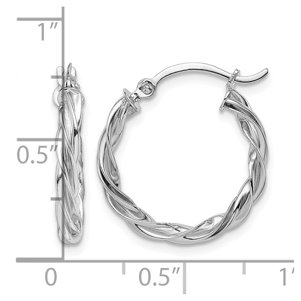 10k White Gold Polished Twisted Hoop Earrings