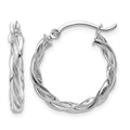 10k White Gold Polished Twisted Hoop Earrings