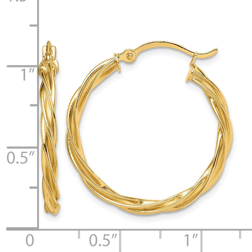 10k Polished Twisted 2.5mm Hoop Earrings
