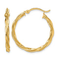10k Polished Twisted 2.5mm Hoop Earrings