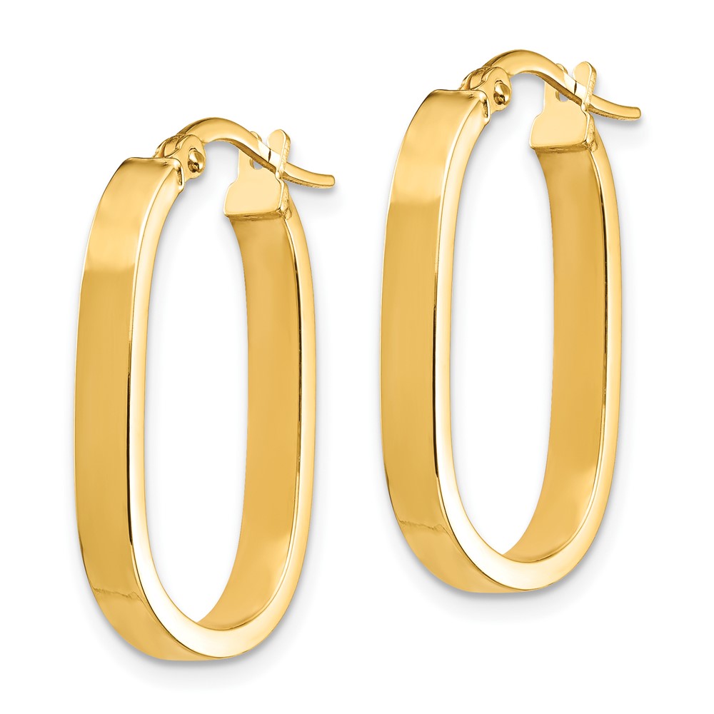 10K 3x23mm Oval Hoop Earrings
