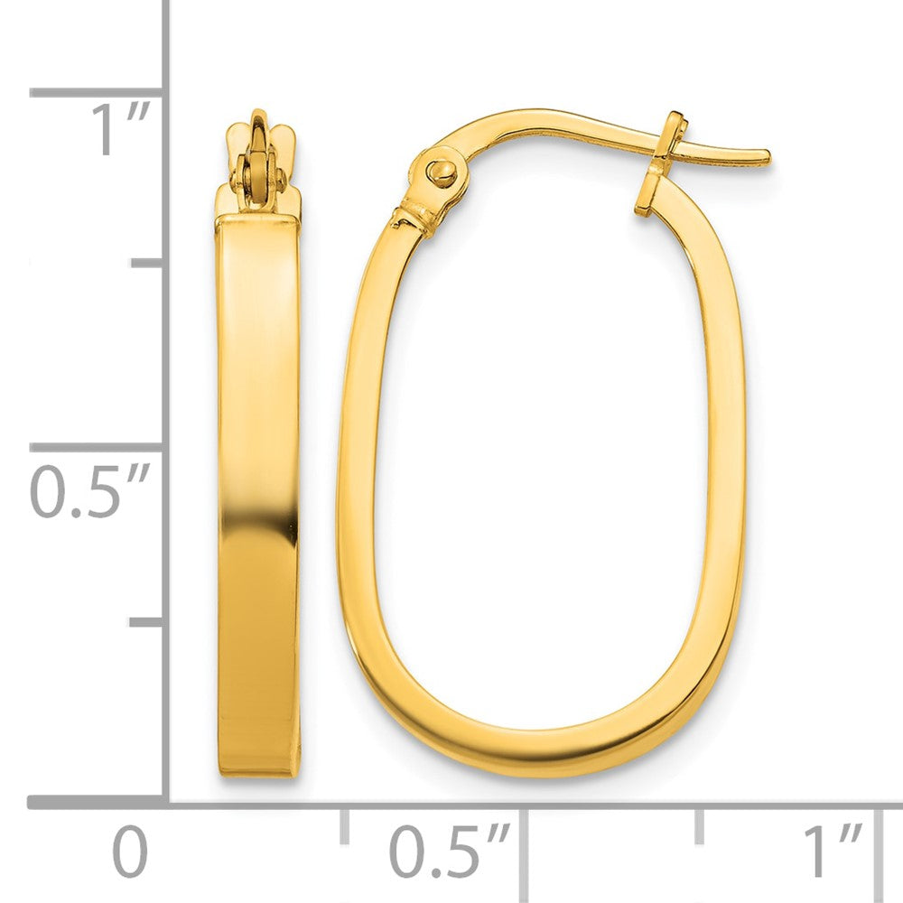 10K 3x23mm Oval Hoop Earrings