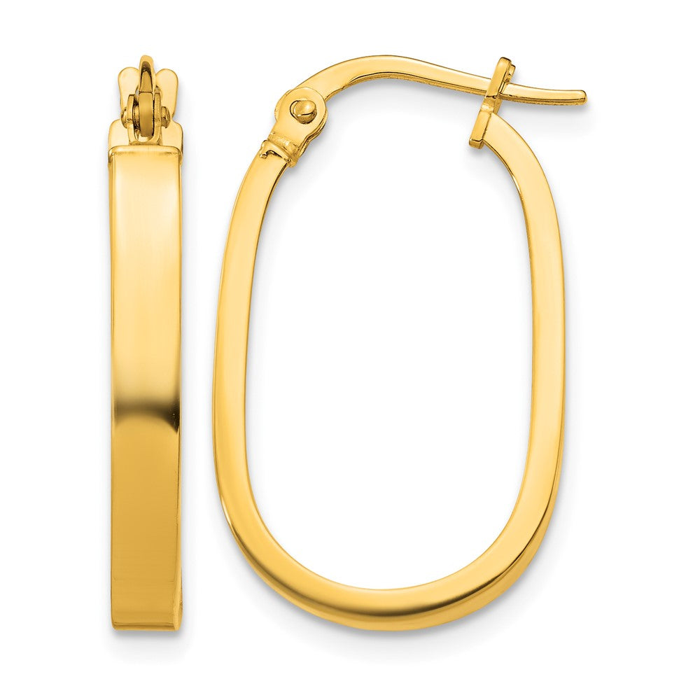 10K 3x23mm Oval Hoop Earrings