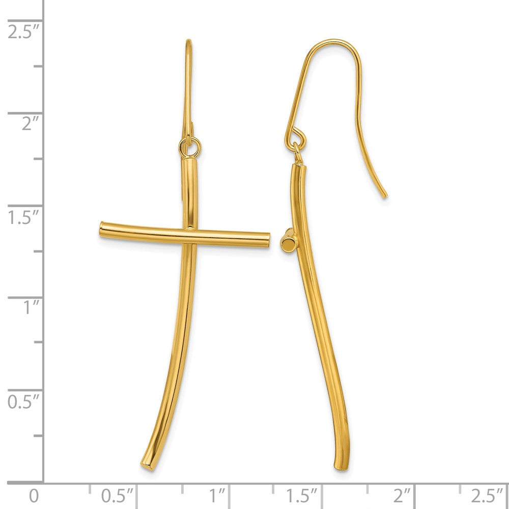 10k Polished Cross Dangle Earrings