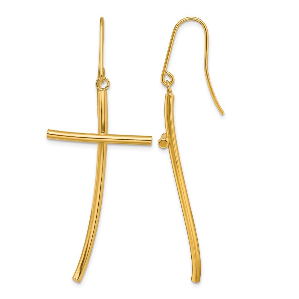 10k Polished Cross Dangle Earrings