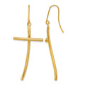 10k Polished Cross Dangle Earrings
